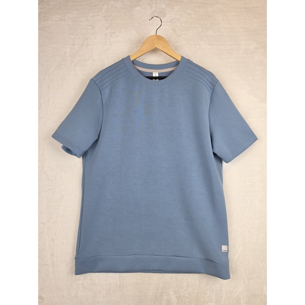 Fioboc Mens Modal Blend Shoulder Stitch Tee XL Blue Crew Neck